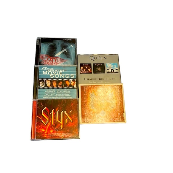 selling lot of x5 music CDS journey, Styx, Aerosmith, queen, movie songs - Picture 1 of 2